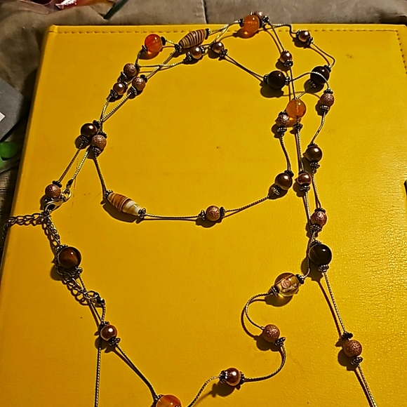 Gemstone, Glass Beads, Sterling Silver Metal Beads, Sterling Silver, Long 76 In. - Picture 1 of 9